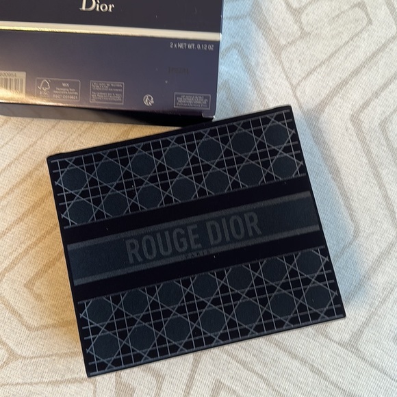 DIOR ROUGE Lipstick Set 999 Velvet 000 Clear Balm in Dior Logo Blue Velvet Box - Picture 4 of 7